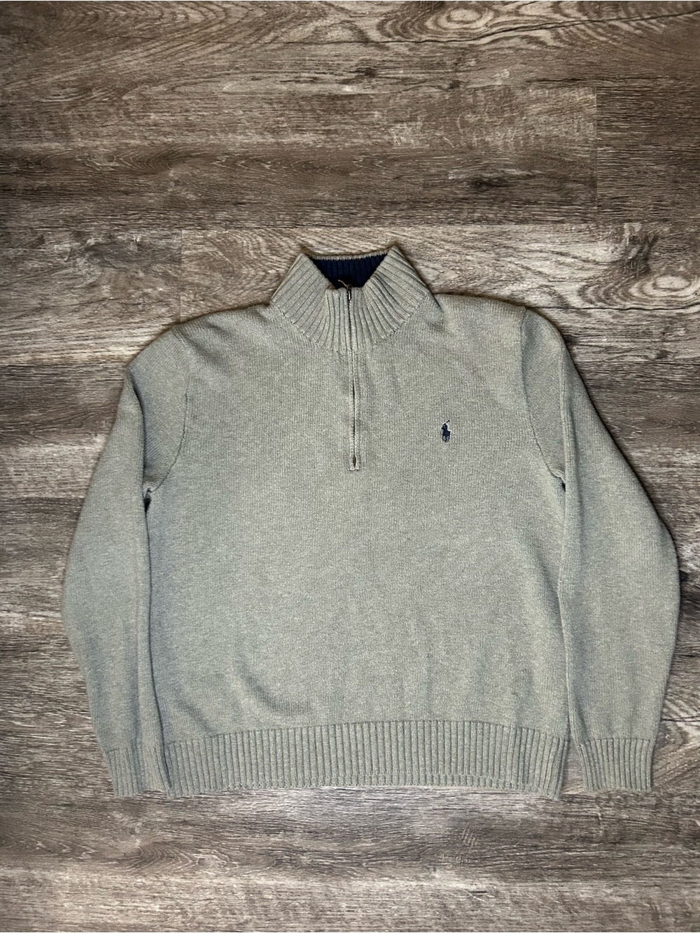 Polo Ralph Lauren Men's Gray 1/4 Zip Cotton Knit Pullover Sweater Size L